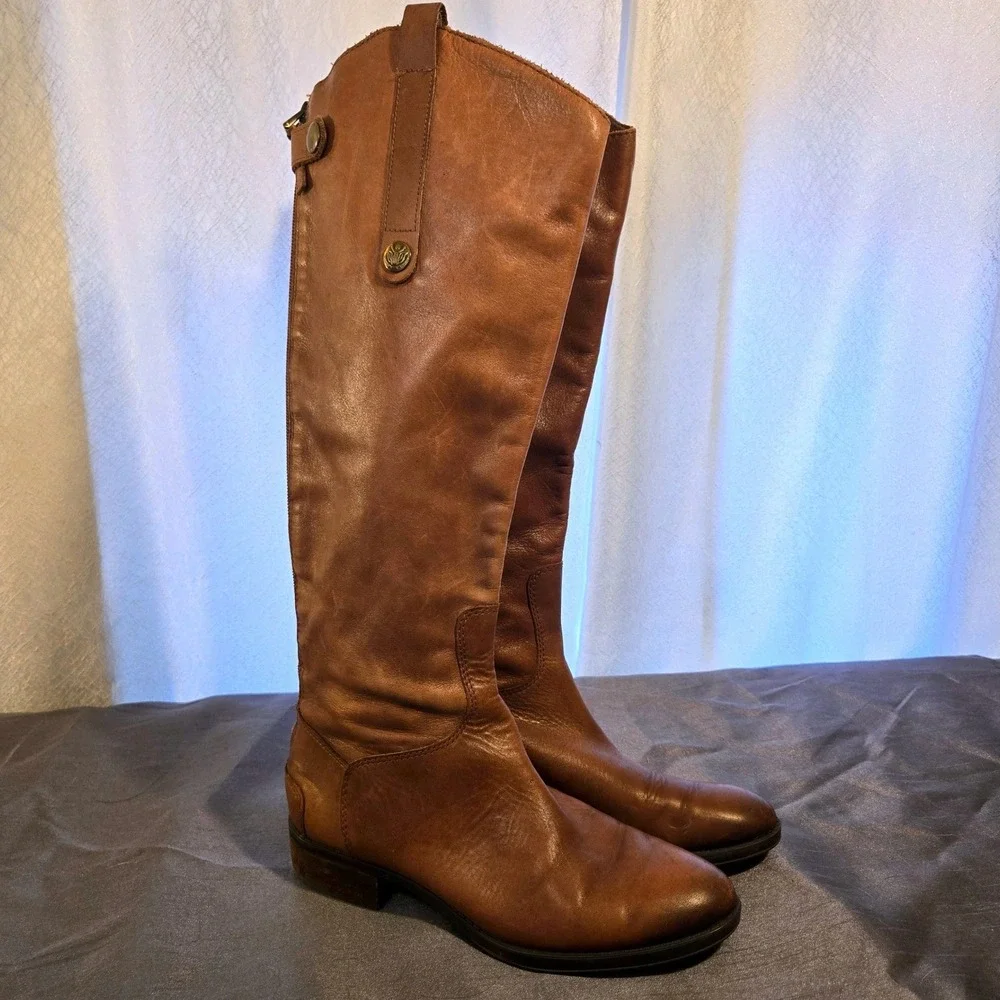 Sam Edelman Penny Riding‎ Boots Leather Brown Knee High Zip Women US 6M